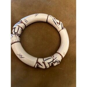 Carved Vintage Lucite Plastic Bakelite Catalin Native American Figural bracelet